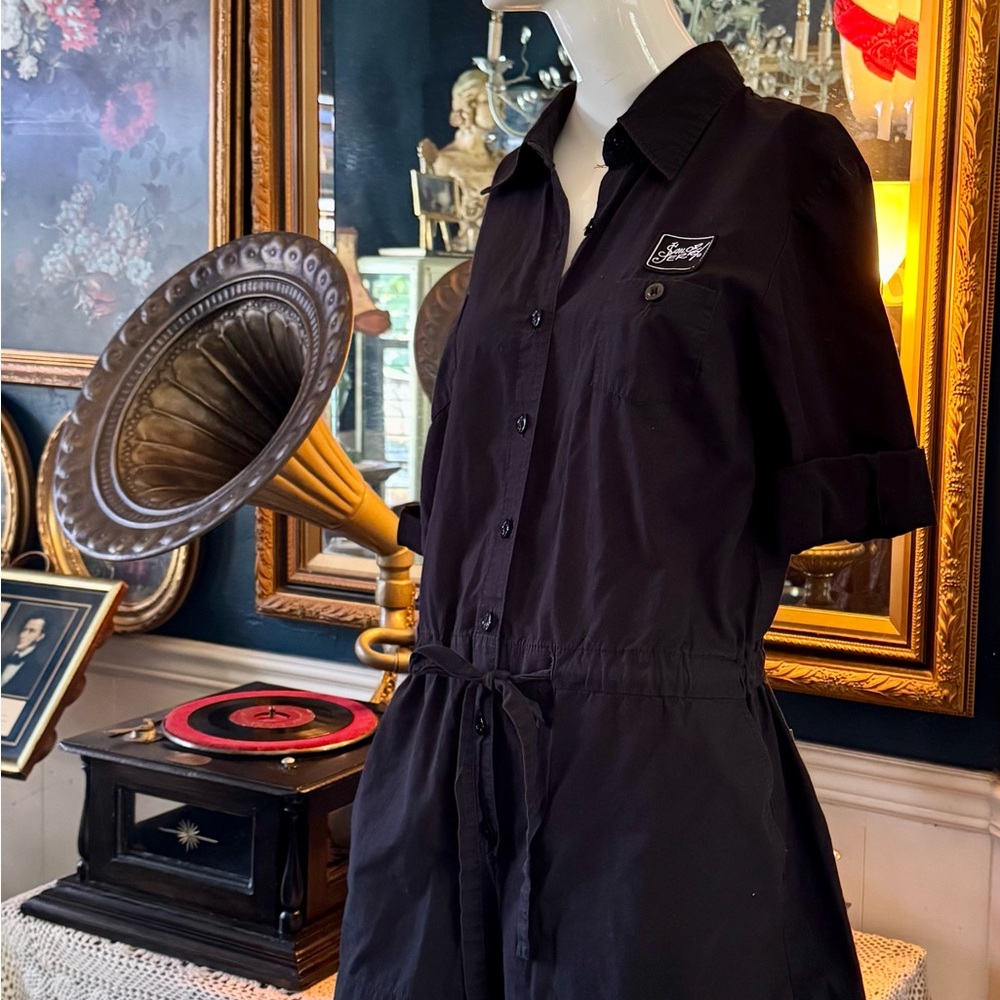 Sailor Jerry Black Button-Up Dress with Logo Patch